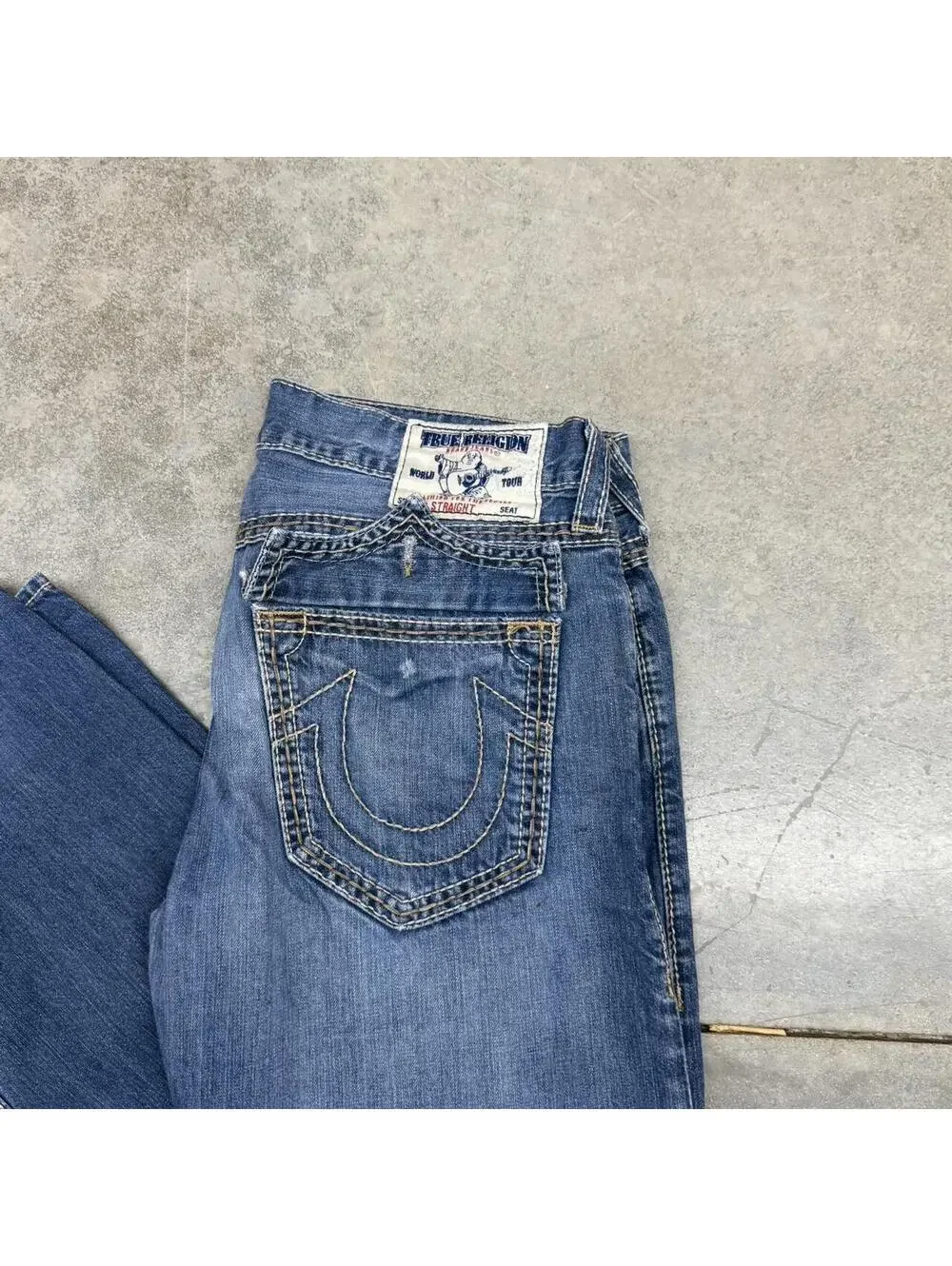 vintage true religion ricky blue made in usa straight leg jeans size 36 x 30